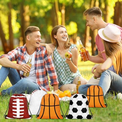 Tanlade 24 Pcs Drawstring Bags Cinch Sack Candy Drawstring Bag Goodie Favor Bags Supplies Gifts for Sports Party Men Women(Mixed ball,7 x 10 Inch) - size: 7 x 10 Inch, style: Mixed Ball
