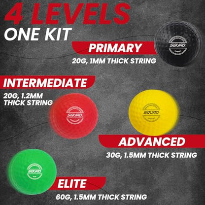 SQUAD Boxing Reflex Ball Set - 4-Level Reaction Balls + Adjustable Headband - Train Speed, Timing & Hand-Eye Coordination - Safe Fun for Kids & Adults - Boxing/MMA/Krav MAGA Home Workout Gift
