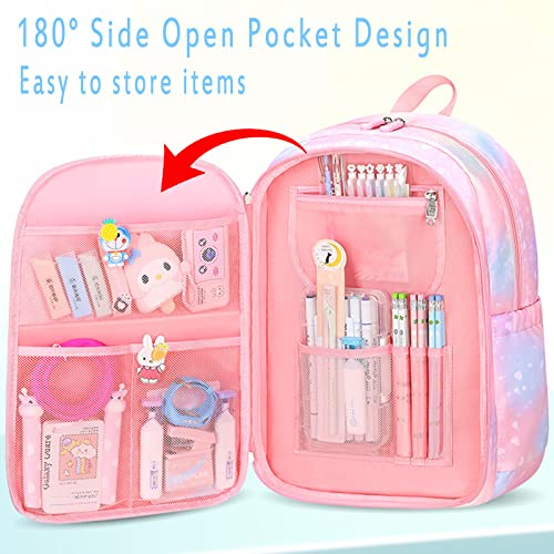 Kawaii Backpack, Pink Backpack for Girls, Kid Starry Rainbow Bookbag, Cute Backpack for Kids, Aesthetic Backpack, Pink - color: Only Pink Kawaii Backpack (1 Pc)