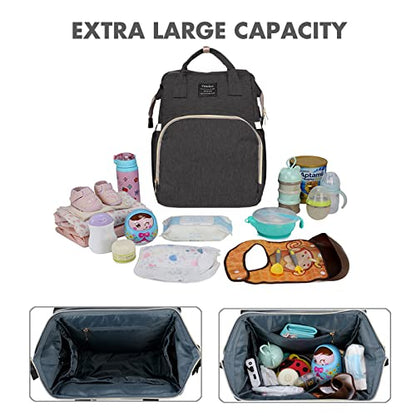 Baby Diaper Bag Backpack with Changing Station - color: Black-1