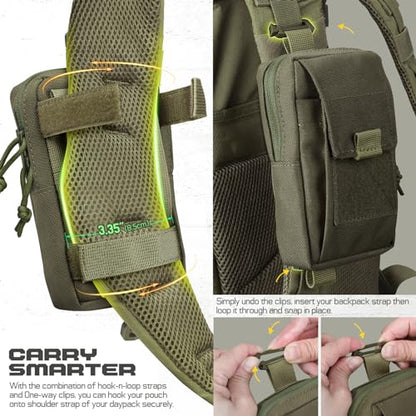 Tactical Backpack Accessories Pouch, Molle Accessories Shoulder Strap Attachment Pouches Utility EDC Phone Pouch Sport - color: Ranger Green-2pcs