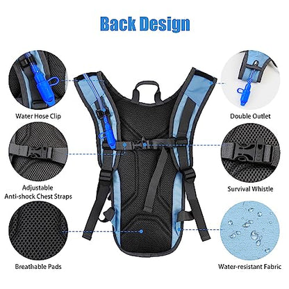 Zavothy Hydration Backpack with 2L Hydration Bladder Water Backpack for Hiking Hydration Pack for Running Cycling Hiking - color: Blue