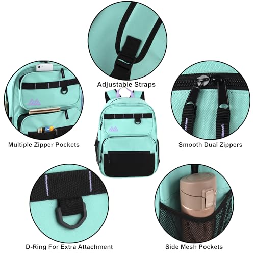 Summit Ridge Travel Backpack for Men and Women, Spacious Work Daypack with Water Bottle Pockets (Mint Green) - color: Mint Green