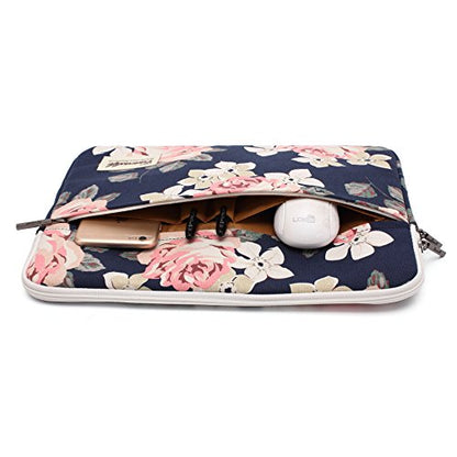Canvaslife White Rose Pattern 13 inch Canvas Laptop Sleeve with Pocket 13 inch 13.3 inch Laptop case 13.1 case 13.6sleeve - color: White Rose, size: 13 inch/13.3 inch