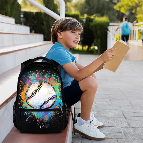 Boys School Backpack Kids Baseball Backpacks Bookbag Back to School Supplies, 17 Inches Large Capacity Cool Sport Back Pack for Kindergarten Elementary Middle (Black) - color: Color 4