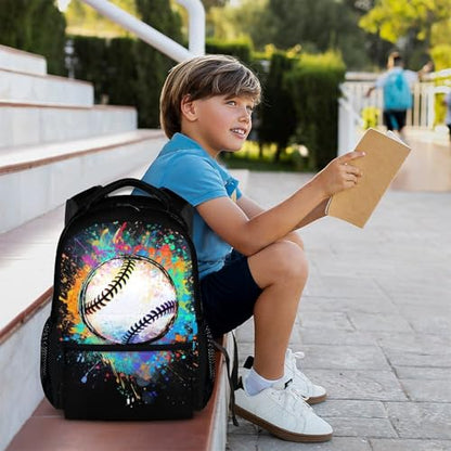 Boys School Backpack Kids Baseball Backpacks Bookbag Back to School Supplies, 17 Inches Large Capacity Cool Sport Back Pack for Kindergarten Elementary Middle (Black) - color: Color 4