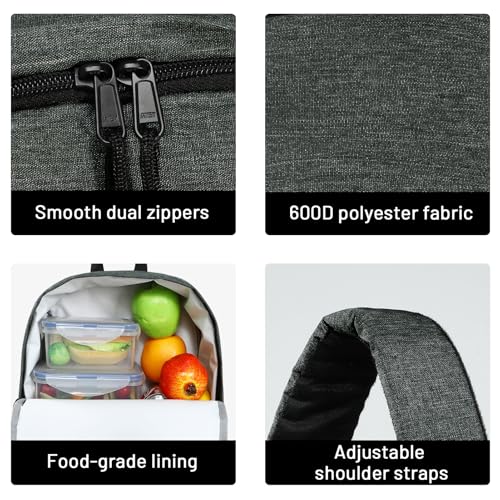 MIER Insulated Backpack Cooler Small Leakproof Lightweight Cute for Women Men to Work, Picnics, Camping, Park Day Trips, 15 L - color: Dark Gray