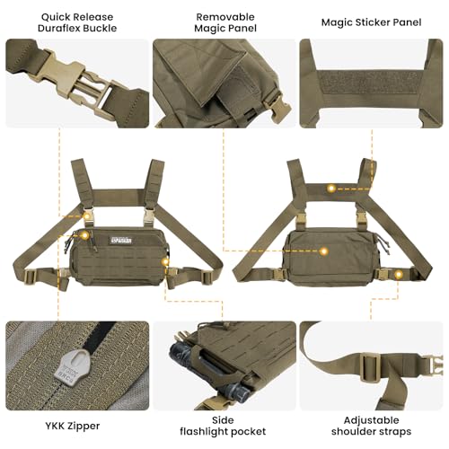 EXCELLENT ELITE SPANKER Tactical Chest Rig Pack EDC Chest Bag Molle Utility Chest Pouch for Outdoor Hunting Workouts Hiking - color: Ranger Green