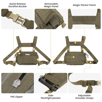 EXCELLENT ELITE SPANKER Tactical Chest Rig Pack EDC Chest Bag Molle Utility Chest Pouch for Outdoor Hunting Workouts Hiking - color: Ranger Green