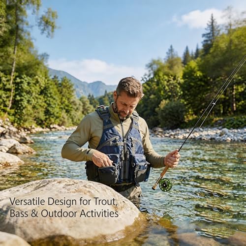 Kylebooker Fly Fishing Vest Pack Adjustable for Men and Women - color: Blue