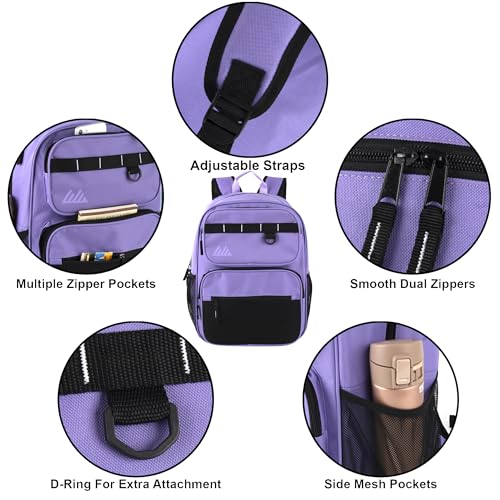 Summit Ridge Travel Backpack for Men and Women, Spacious Work Daypack with Water Bottle Pockets (Purple) - color: Purple