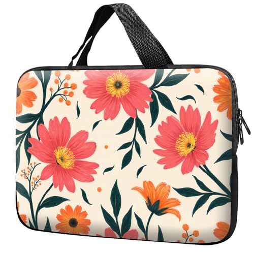 Laptop Sleeve with Handle 12 Inch, Waterproof Laptop Case Bag, Coral Flowers Pattern Design Computer Sleeve Compatible with MacBook Air, Pro, HP, Dell, Lenovo, ASUS - color: Coral Flowers, size: 12inch(11.6-12.3")