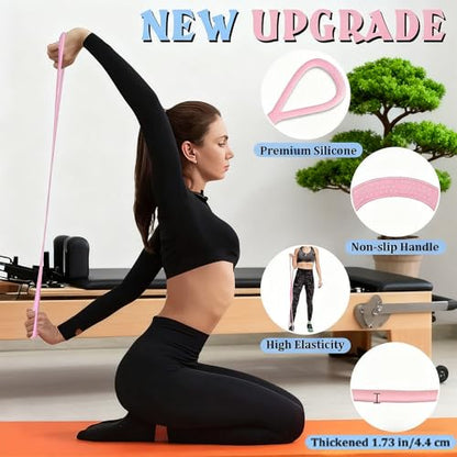 Resistance Bands with Handles,Figure 8 Resistance Band Elastic Fitness Bands Exercise Band for Home Yoga Gym Workout - color: Pink-15LB