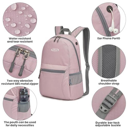 G4Free 20L Small Packable Travel Hiking Backpack for Men Women - color: Light Pink, size: 20L