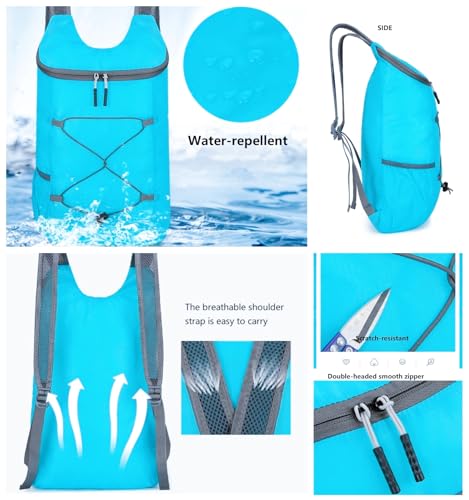 levayhill 16L Small Lightweight Foldable Backpack Sun Hats Travel Set,Blue | Compact Packable Daypack with Bucket Hat For Men Women, Collapsible Bag Quick-dry Outdoor Hiking Beach Summer Fisherman Hat - color: Blue