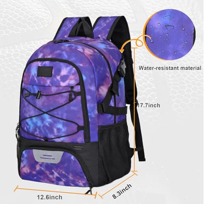 Goloni Soccer Backpack,Basketball Backpack with Ball Compartment & Shoe Compartment,Backpack for Basketball,Soccer - color: Purple Camouflage