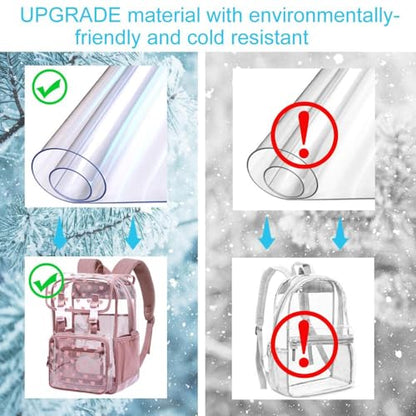3Pcs Pink Clear Backpack for School, Girls Kids Transparent Bookbag Set, 17" Stadium Approved See Through Backpack with Lunch Box (Pink) - color: Pink Love01
