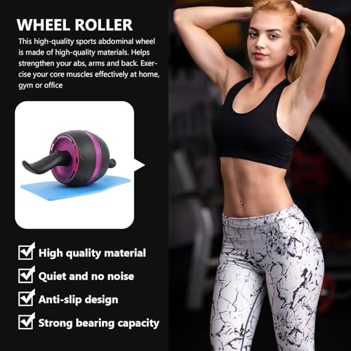 Mikikit Ab Roller Wheel for Exercise with Automatic Rebound and Extra Mat Non-skid Core Strength Training Equipment for Home Fitness and Abdominal Workout