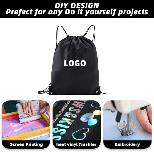 Drawstring Backpacks,10 Pack — Lightweight Drawstring Bags, Gym Sack for Sports, Daily Use & Travel (10, Black) - color: Black
