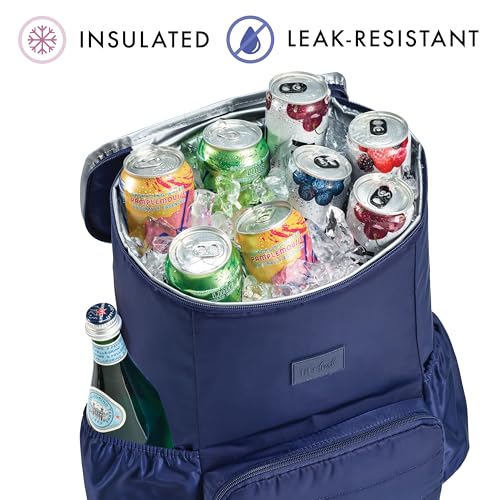 Fit & Fresh Insulated Backpack Soft Cooler – Leak-Resistant Beach & Travel Bag for Women, 24 Can Capacity Picnic & Cooler Bag - color: Midnight Blue