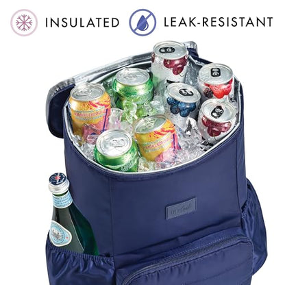Fit & Fresh Insulated Backpack Soft Cooler – Leak-Resistant Beach & Travel Bag for Women, 24 Can Capacity Picnic & Cooler Bag - color: Midnight Blue