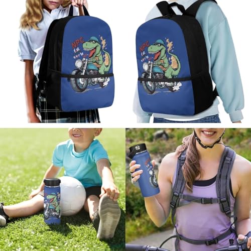 ZOUTAIRONG Casual Backpack for School and Small Thermos School Bags for Girls 7-10/10-12/12-16, Cartoon Dinosaur Design Casual Book Bag with 2 Side Pockets - color: Cartoon Dinosaur