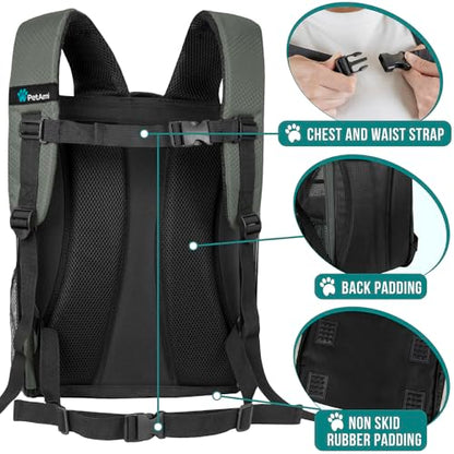 PetAmi Dog Backpack Carrier for Small Large Cat, Pet, Puppy, Ventilated Pet Hiking Backpack Travel Bag, Airline Approved Cat Backpack Carrier, Camping Biking Dog Bag Up to 18lbs Pet, Dark Grey - color: Dark Gray