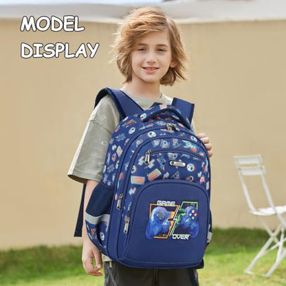 Cusangel Kids school Backpack with lunch bag for Girls,Elementary 6-10years Bookbag nylon large capacity backpack,Daypack - color: Blue 16in 2pcs
