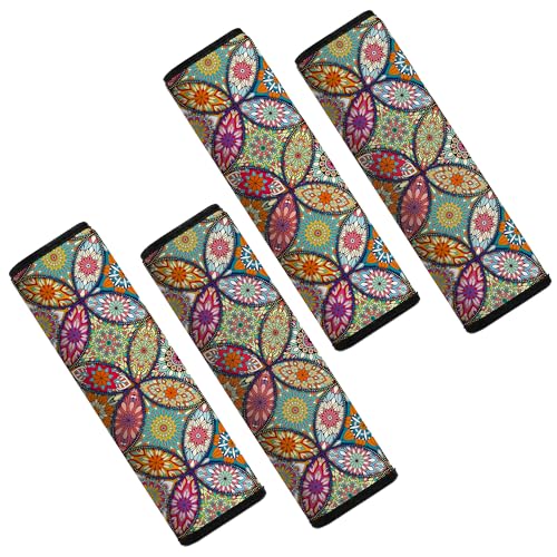 Car Seat Belt Pad Cover, 4-Pack Soft Car Safety Seat Belt Strap Shoulder Pad for Adults and Children, Suitable for Car Seat Belt, Backpack, Shoulder Bag(Pretty Mandala) - color: 4 pack mandala cover