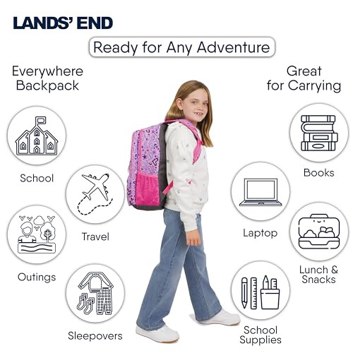 Lands' End Unisex Kids Large ClassMate Lightweight Durable Elementary School Backpack, Fuchsia Pink - color: Fuchsia Pink