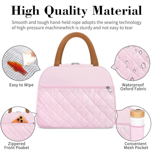 Coobiiya Lunch Box Lunch Bag for Women Men - color: Embroidered Pink