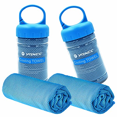 YQXCC 2 Pack Cooling Towels (47"x12"), Ice Cool Neck Towel, Soft Breathable Microfiber for Yoga, Golf, Gym, Running, Camping & Hot Weather - color: 2*light Blue
