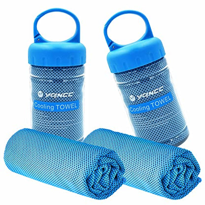 YQXCC 2 Pack Cooling Towels (47"x12"), Ice Cool Neck Towel, Soft Breathable Microfiber for Yoga, Golf, Gym, Running, Camping & Hot Weather - color: 2*light Blue