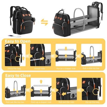ISMGN Diaper Bag Backpack with Changing Station, Large Diaper Bag, Baby Bag, Multifunctional Diaper Bag, Black - color: Classic Black