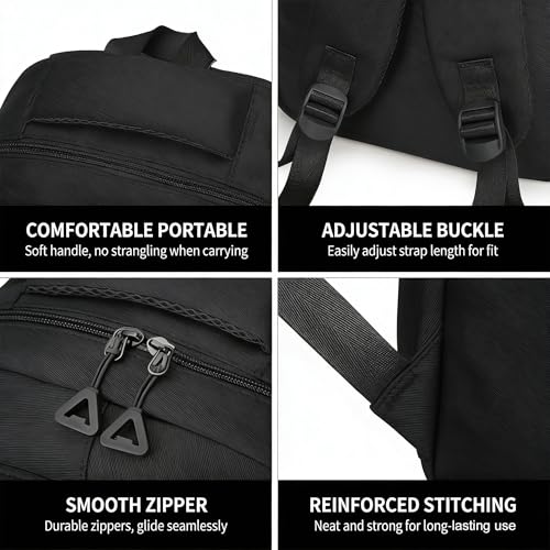 Eagerrich School Cute Aesthetic Backpack Girls Backpack for Students Kids Teen Girls Large Capacity Bookbags College Backpacks Laptop Lightweight Bookbag Casual Travel Daypacks School Bag（Black） - color: Black