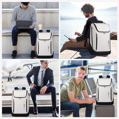 BANGE Business Smart Backpack Waterproof fit 15.6 Inch Laptop Backpack with USB Charging Port,Travel Durable Backpack - color: White