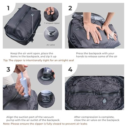 Vacuum Seal Travel Backpack Expandable with Compression System Carry-on Backpack with 17" Laptop Mochila, Water Bottle Pocket, Personal Item Backpack for Weekender Business Hiking, Water Resistant - color: Black, size: 40L