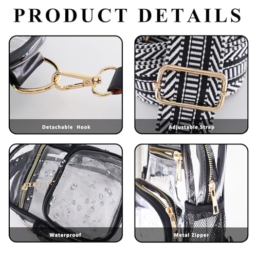 Clear Bag Stadium Approved Events Concerts Sports Outdoors Water Bottle Holder,Clear Purse for Women Men Handbags - color: 1# Black-c