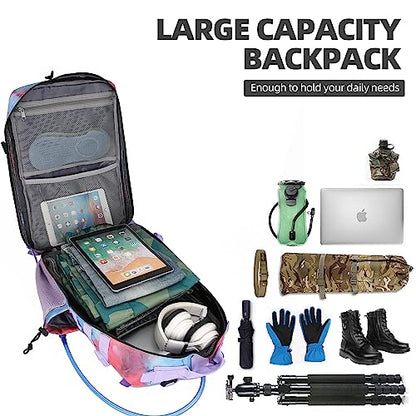 45L Military Tactical Backpack Hiking Backpacks Tactical Gear Camo Back Pack Army Molle Bag Rucksack Fitness Daypack - color: Nebulacamo