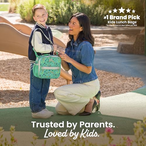 Bentgo Kids Lunch Bag - Durable, Double-Insulated Lunch Bag for Kids 3+; Holds Lunch Box, Water Bottle, & Snacks; Easy-Clean Water-Resistant Fabric & Multiple Zippered Pockets (Bug Buddies) - color: Bug Buddies