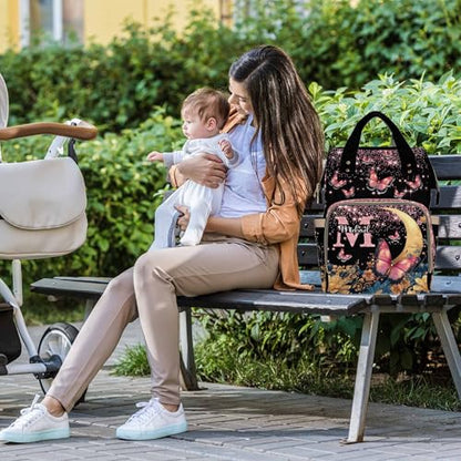 Custom Diaper Bag for Girls Personalized Diaper Bag Backpack &Insulated Water Bottle with Name Custom Monogram Baby Travel Bag Nursing Diaper Mommy Backpack with Adjustable Shoulder Straps Nappy Bag - color: Design 07