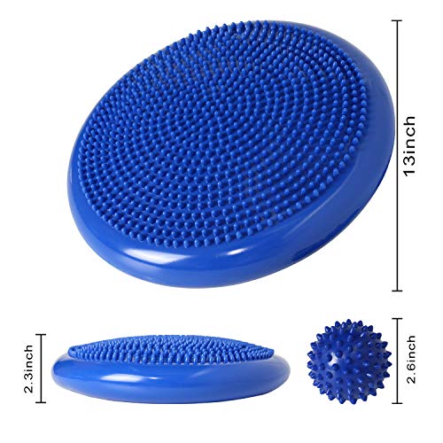 Wobble Cushion, Balance Disc, Wiggle Seat, Balance Pads for Physical Therapy, Stability Disc, Wobble Board for Dogs, Office, Sensory Kids, Classroom with Spiky Massage Ball - color: Blue