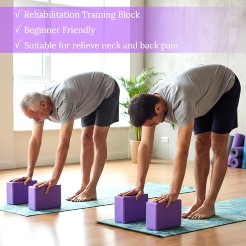 4 Pcs Yoga Blocks 9 x 6 x 3.15 Inch Eva Foam Lightweight Non Slip Yoga Props for Pilates Stretching and Meditation Exercise Blocks Lightweight Yoga Essentials