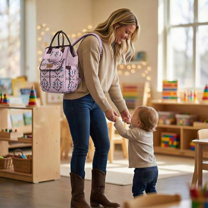 Montana West Wrangler Aztec Diaper Bag Backpack Western Backpacks for Moms Baby Essentials Bag with Twist-Lock Closure, Insulated Pockets, Portable Changing Pad, Stroller Straps, Pacifier Case - color: Aztec Purple
