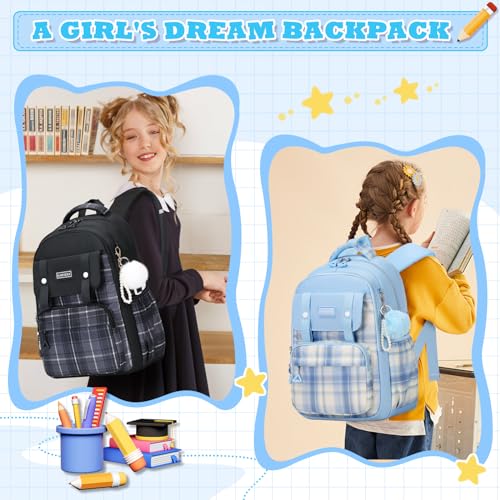 MUSEVOS Girls Backpack, Ideal School Backpack for Girls from Elementary to Teen Years, Kawaii Bookbag Cute Large Capacity - color: A-blue
