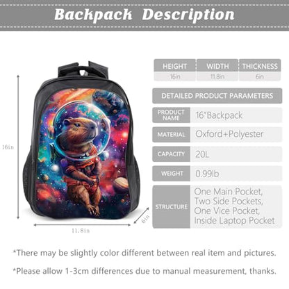 Kids Backpack School Bookbag 16inch Schoolbag With Lunch Box Bag And Pencil Case Set For Boys Girls - color: Capybara