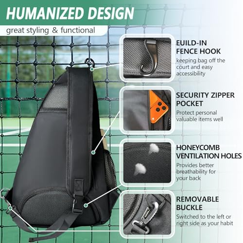 SSZYace Tennis Bag for Men Women Tennis Racket Bags Tennis Backpack for Women Men Waterproof Crossbody Sling Pickleball Bags Pickleball Bag for Boys Girls Youth Tennis Racket Bag