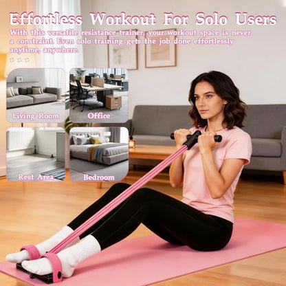 Pedal Resistance Bands with Handles, New Model 6 Tube Resistance Foot Pedal, Multifunctional Rubber Resistance Bands, Suitable for Waist, Arms, Abdomen, and Legs - color: pink