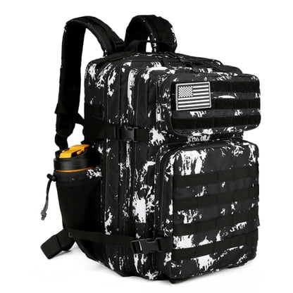 45L Military Tactical Backpacks 3 Days Assault PackBag Fitness Rucksack Hiking Molle Daypack (Black Lightning) - color: Black Lightning