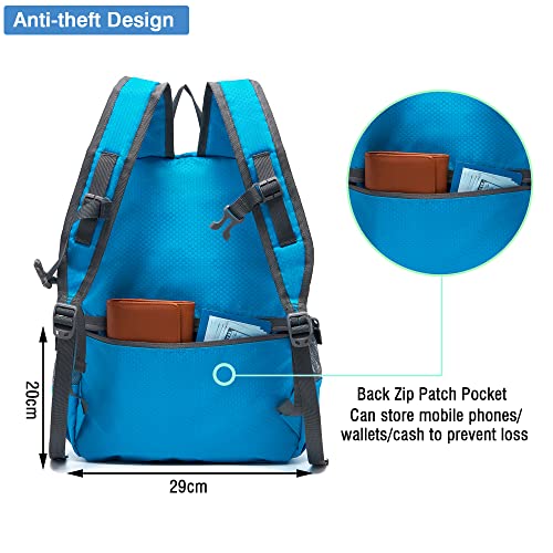 YZAOLL 20L Small Hiking Backpack Lightweight Day Packs, Packable Backpack for Women Men Travel Camping Vacation,Blue - color: A-20l-blue
